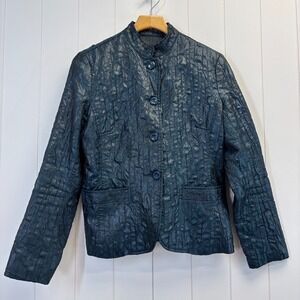 Vintage Erin London Womens Old Money Satin Crinkle Jacket Size M Career Office